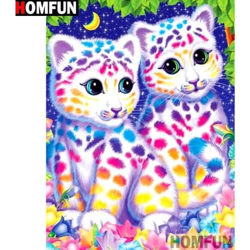 HOMFUN Full Square/Round Drill 5D DIY Diamond Painting "Cartoon leopard" Embroidery Cross Stitch 5D Home Decor Gift A14773