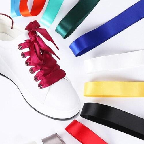 100/140cm Length 2cm Width Satin Shoelaces Candy Colors Glossy Laces For Adult And Child Sport Shoe Sneakers Accessories