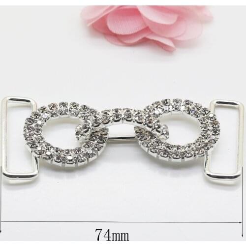 Free Shipping 2pcs / lot 74mm Rhinestones Rhinestone buckles bikini connector