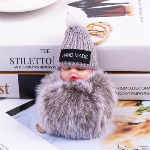 2021 Fashion Cute Imitation Rabbit Fur Ball Baby Keychain for Women and Men Small Pendants for Car Bag Key Chains Gifts