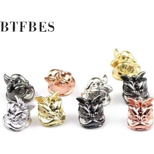 BTFBES AAA Chinese Festival Lion Dance Men Bracelet making accessories Copper Beads Womens ear studs charm pendant Jewelry DIY