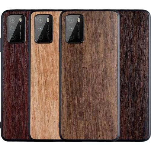 For Xiaomi POCO M3 Case Soft TPU edge+PU Wood grain Protective back cover case for xiaomi Pocophone POCO M3 POCOM3 phone shell