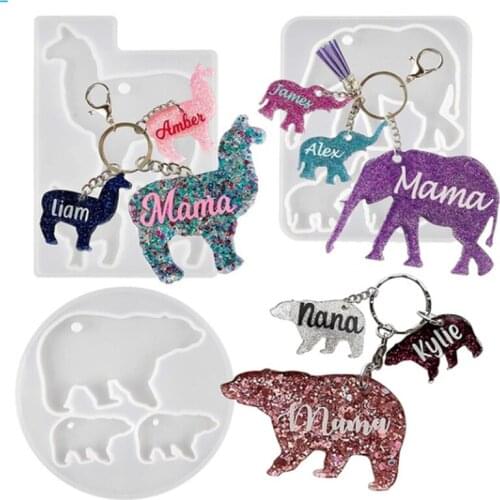 DIY Epoxy Animal Elephant Chick Camel Dinosaur Grape Silicone Mold Handmade Handmade Keychain Pendant Mirror Silicone Mold