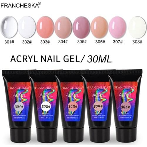 FRANCHESKA 30ml Crystal Solid Extension Gel 9 Colors Phototherapy Nail Extension Gel Paper-free Nail Mold Extension Gel TSLM2