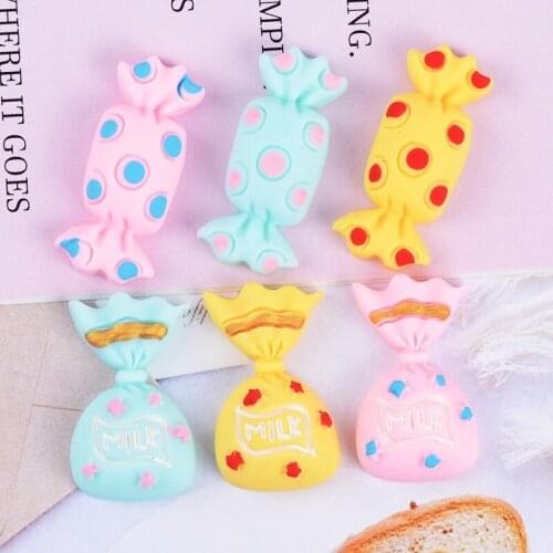 Kawaii Polka Dots Style Milk Candy Resin Cabochons 10pcs Colorful Ornament Accessories Charms DIY Material Patch Sticker Cameo