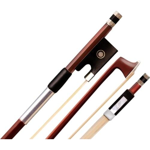 Horse hair Violin Bow Brazil wood Ebony Frog Silver Wire Octagonal Fiddle Violino Bow parts Accessories