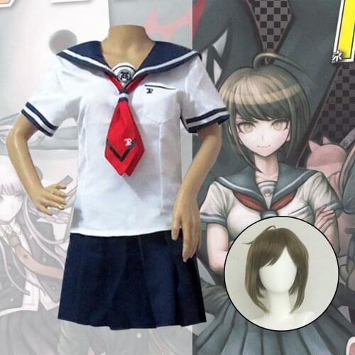 Danganronpa Cosplay costumes Naegi Komaru uniform Womens Skirt / top / tie / Socks / Wig Anime costume JK school uniform