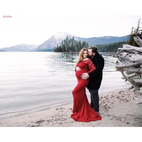 Beautiful Elegant Lace Maternity Dress Photography Props Long Dresses Pregnant Women Clothes Fancy Pregnancy Photo Props Shoot