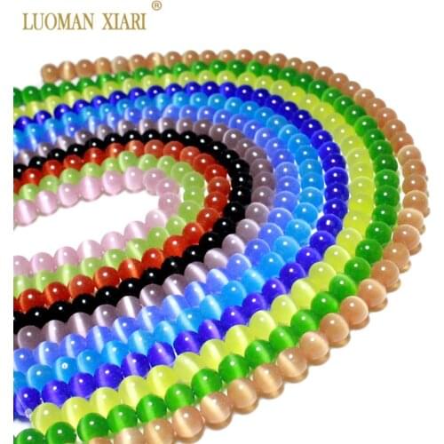 Wholesale AAA White Purple Pink Black Green Cat Eye Round Natural Stone Beads For Jewelry Making DIY Bracelet Necklace 6/8/10mm