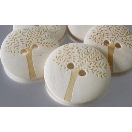 30mm Laser printing tree leaves wooden button sewing button DIY handmade