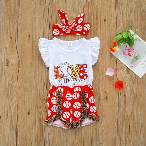 OPPERIAYA Summer Baby Girls Casual Three-piece Clothes Casual Set White Round Collar Sleeveless T-shirt Red Shorts and Headdress