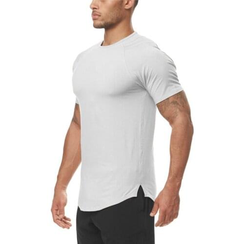 Mens Slim Fit T Shirt Elasticity Tight Gym Clothing Bodybuilding Fitness Sportswear T-shirt Quick Dry Training Tee shirt Homme
