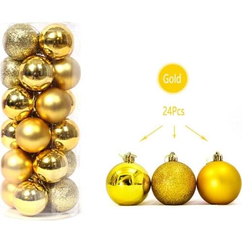 New Fashion 24 Pcs/Set Glitter Christmas Tree Ball Baubles Colorful Xmas Party Home Garden Christmas Decoration Supplies