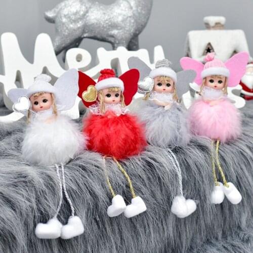 New Christmas decorations Children Gift Toys Feather angel pendants Cute Doll Christmas Pendant Drop Ornaments Navidad Gift