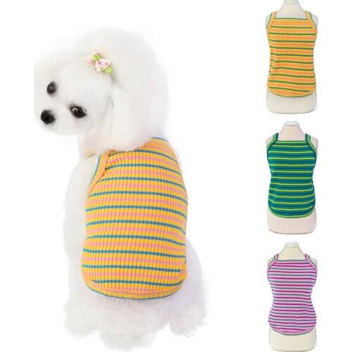 Pet Spring And Summer Clothing Pet Breathable Color Striped Vest Small Dog Summer Color Striped Sling Pet Dog Clothes