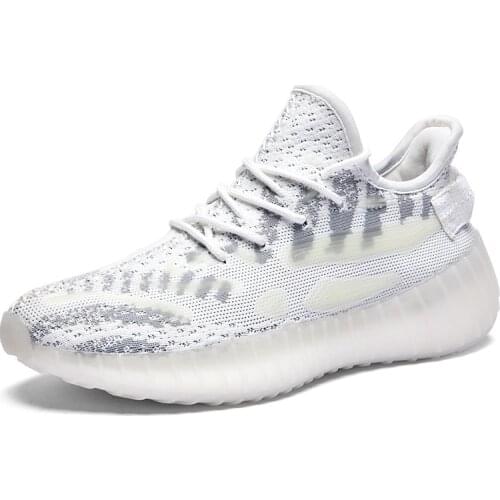 Popcorn Plus Size Summer Mesh Mens Shoes Breathable 2021 New Mens Sports Casual Shoes Luminous Couple Trendy Sneakers