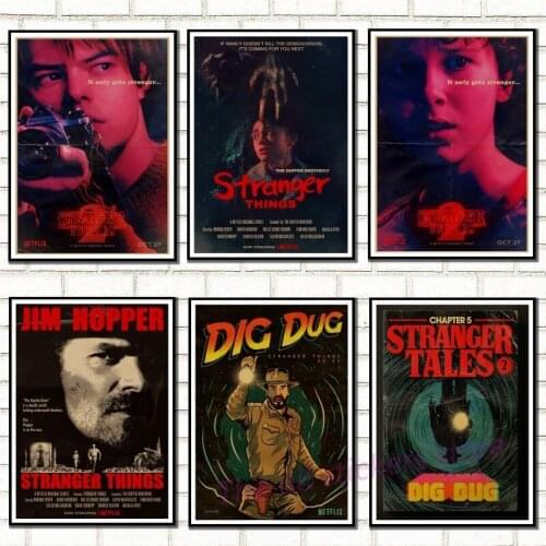 Vintage Movie Stranger Things 2 retro posters home decor kraft paper clear picture print painting wall stickers/9001
