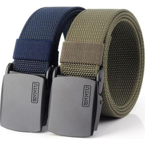 New Arrival Business Canvas Belt For Jeans Pants Metal Smooth Buckle Thicken Nylon Designer Belts Black Tactical Male Waist Belt