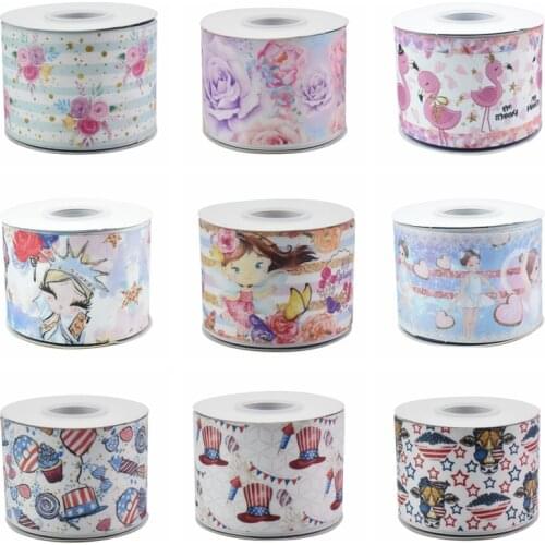 22MM 25MM 38MM 50MM 75mm Printed Pattern on Grosgrain Ribbon for diy ribbon