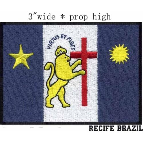 Recife, Brazil Flag 3"wide embroidery patch for military patch/cska/doc mcstuffins