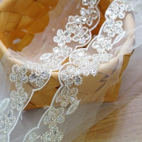 Silver Beads Line Chain Trim pearls for crafts DIY Wedding Bride Veil Decoration Jewelry Findings Craft Accessories, 1 Yard