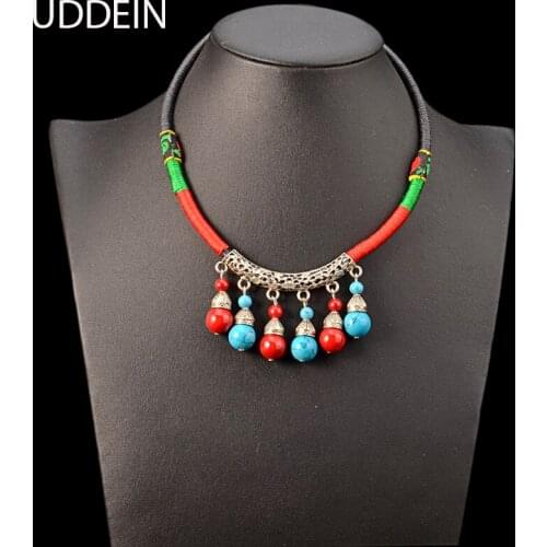 UDDEIN Bohemian Torques Statement Maxi Necklace Bib Beads Jewelry Handmade Rope Chunky Chain Vintage Ethnic Necklace For Women