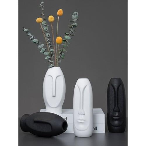 Vase Creative Stoneware Face Vase Desktop Decoration Office Art Flower Arrangement Vase Home Decoration Desktop Decoration