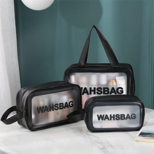 Large-Capacity Transparent Three-Piece Cosmetic Bag Translucent Frosted Portable Storage Bag For Girls Women JL
