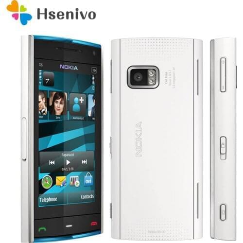 X6 100% Original Nokia X6 original phone unlocked quad band FM Radio GSM SymbianRAM 128MB ROM 16GB cellphone refurbished