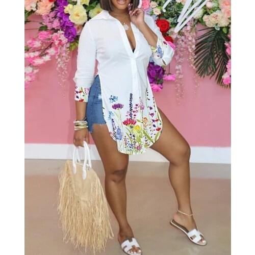 Womens Elegant Print Long Sleeve T-Shirt Spring Autumn Casual Ladies Elegant Outfits Tunic Free Shipping Wholesale