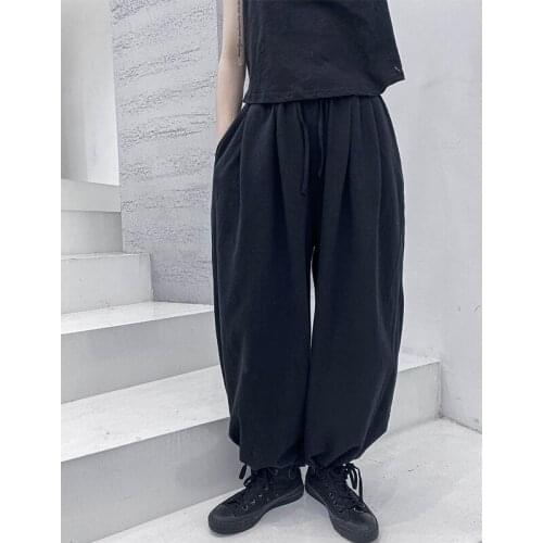 Large size dark high waist Harem Pants womens 2021 summer fashion loose and versatile pleated corset casual pants