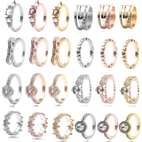 BAOPON High Quality Noble Crown Bowknot Brand Ring For Women Fashion Silver Color Wedding Engagement Fingertip Ring Jewelry Gift