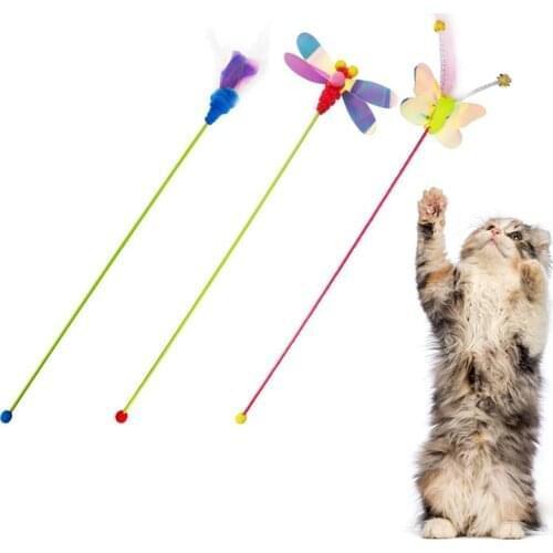 1pc Plastic Cat Wand Toy Funny Dragonfly Carrot Butterfly Decor Cat Teaser Kitten Teaser Toy Pet Supplies