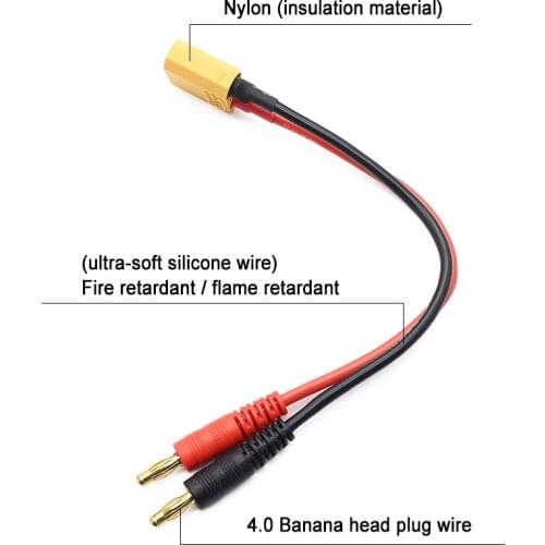 10sets XT90 to 4.0mm banana connector with 14 AWG Silicone cable charger cable Connect Cable for RC Power Supply DZ0108