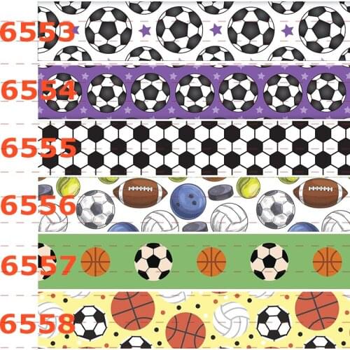 10yards -different sizes -soccer pattern ribbon printed Grosgrain ribbon