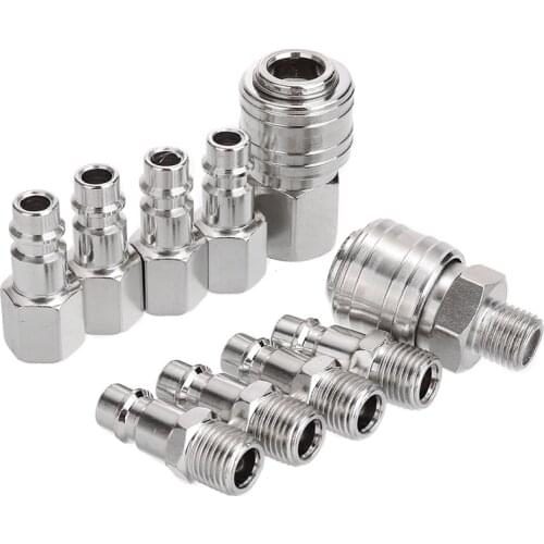 10Pcs 1/4" Air Line Fitting BSP Euro Air Line Fitting Hose Compressor Quick Release Connector Pneumatic Parts For Hardware