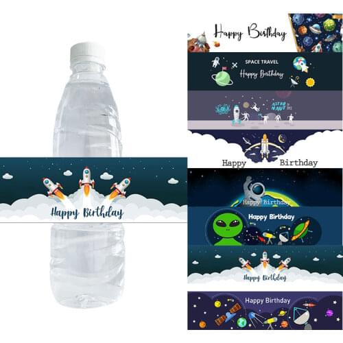 10pcs, Cute Water Bottle Label Outer Space Rocket Ship Party Stickers Kids Birthday Party Supplies Decor Astronaut Event Decor