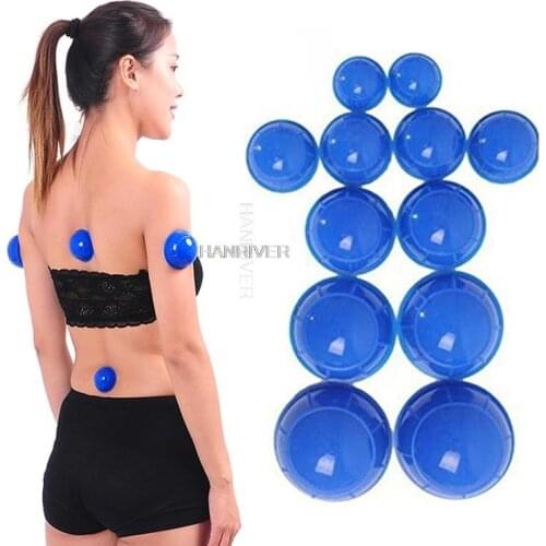 Vacuum Cans Suction Cups Massage Ventouse Anti Cellulite Cupping Set Bank For Body Physical Therapy Health Care Blue Device 12pc