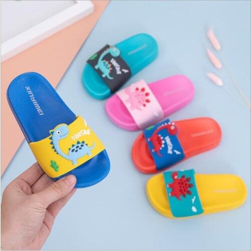 2021 New Dinosaur Kids Slippers for Boys Girls Summer Children Beach Shoes Baby Toddler Soft Indoor Slippers