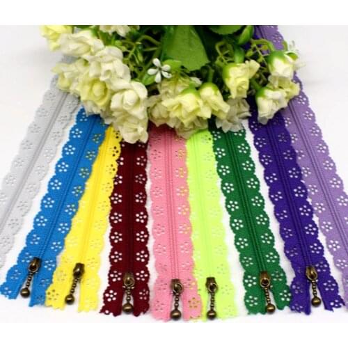 25cm Vintage Nylon Coil Flower Lace Zippers For Diy Diy Sewing Tailor Craft Bed Bag 30pcs/lot , Free Shipping