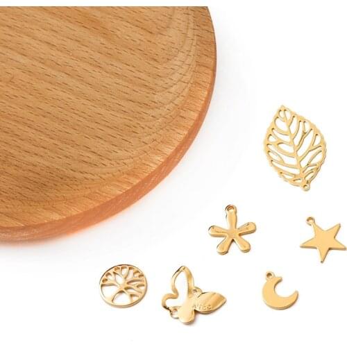 5pcs/lot 18K Electroplated Copper Charms for Bracelet Making Star Butterfly Pendant DIY Earrings Jewelry Making Supplies Kit