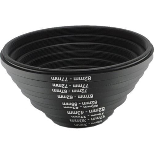 8pcs/set Aluminum ring 82-77-72-67-62-58-55-52-49 mm Metal Step down Rings 82-49mm Lens Adapter Filter Set