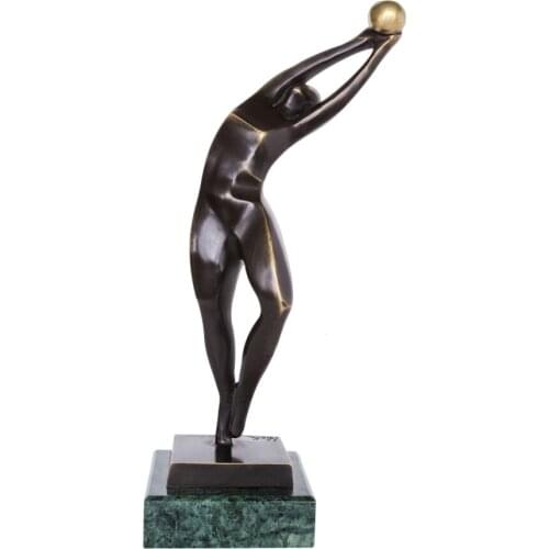 Abstract Sculpture Athlete Playing Volleyball Bronze Statue Figurine Modern Gorgeous Art Home Decoration