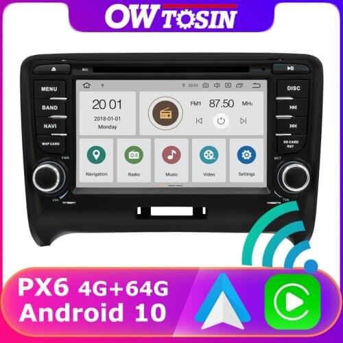 PX6 4+64G GPS Android 10 Radio For AUDI TT MK2 2006-2014 Wireless Carplay Car DVD Media Auto Stereo 5*USB TDA7850 Bluetooth 5.0