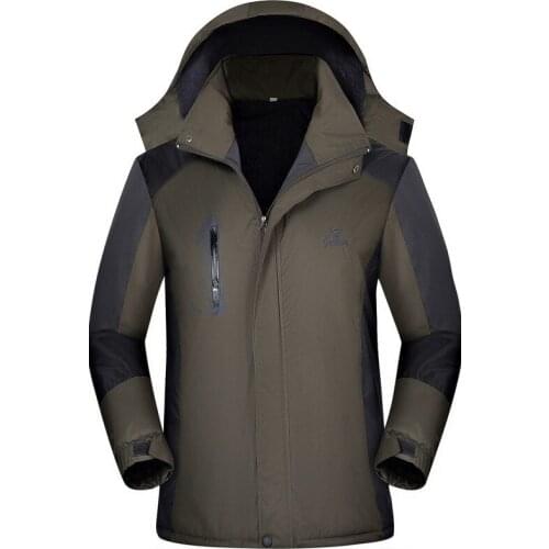 Hooded Plus Velvet Raincoat Jacket Plus Velvet Thick Cotton-padded Clothes Wind-Resistant Cold Outdoor Plus Velvet Raincoat Jack