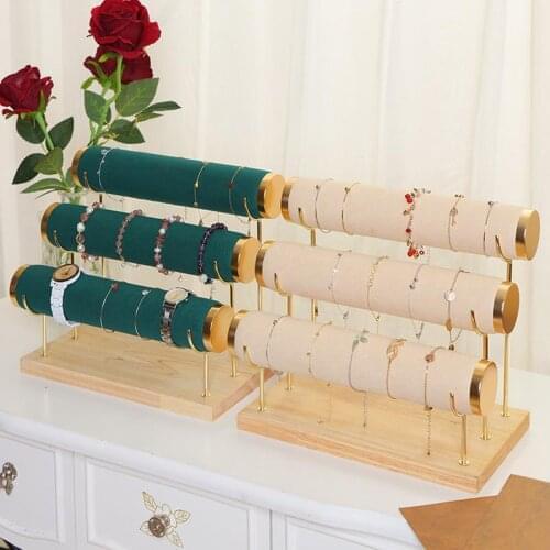 Velvet Bracelet Headband Jewelry Organizer for Necklace Chain Hairclip Watch T-Bar Rack Jewelry Hard Display Stand Holder Gift
