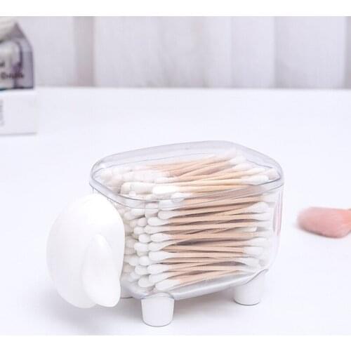 Free Shipping 1PC Creative Portable Toothpick Cotton Swab Storage Box Sheep Shaped Table Cosmetic Organizer Box Household