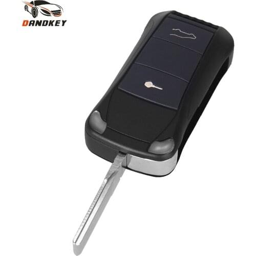 Dandkey Replacement Flip Folding Key Shell Cover 2 Buttons For Porsche Cayenne GTS Remote Fob Car Key Case