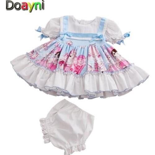 Doayni Baby Round neck spanish princess clothing Party dress with cartoon girls