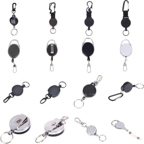 Resilience Steel Wire Rope Elastic Key Chain Recoils Retractable Keychain Alarm Key Ring Anti Lost Keychain Badge Reel Belt Clip